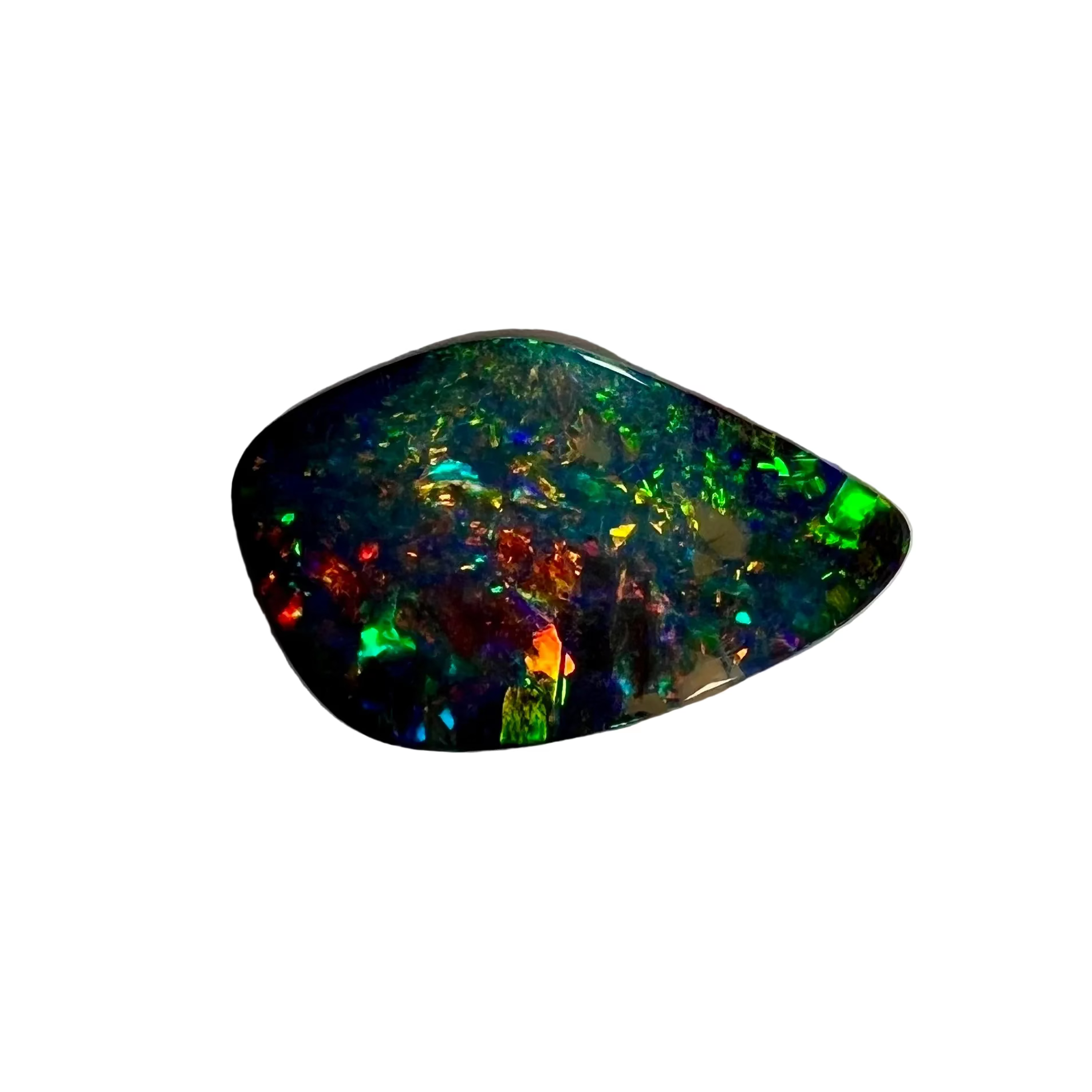 Multicolored opal stone on a gray background