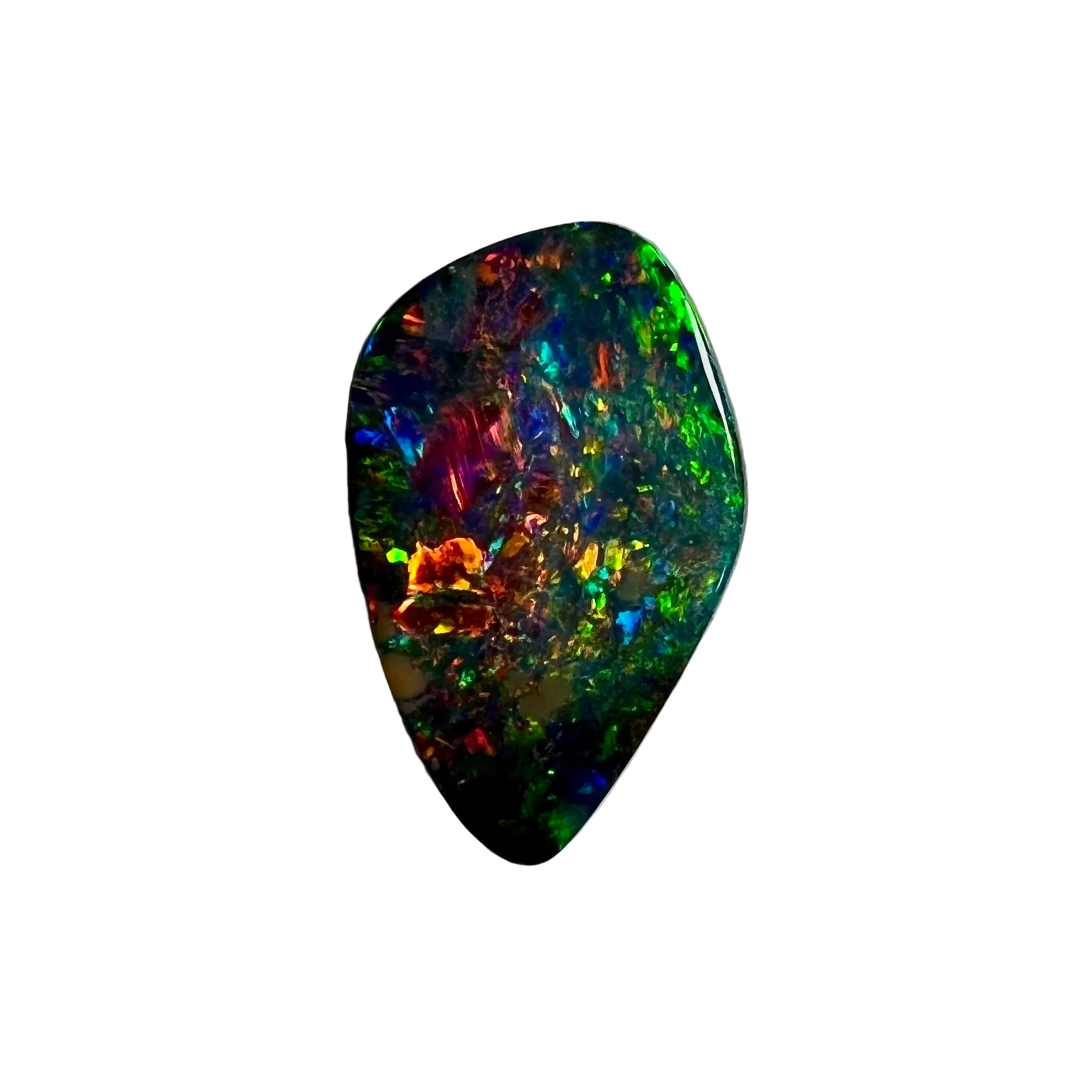 Multicolored opal stone on a gray background