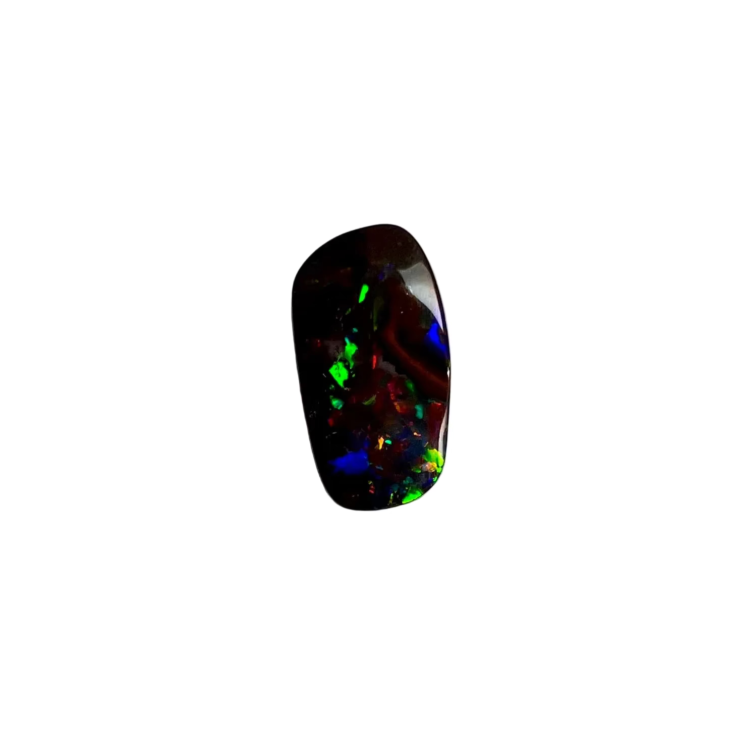 Multicolored opal stone on a light gray background