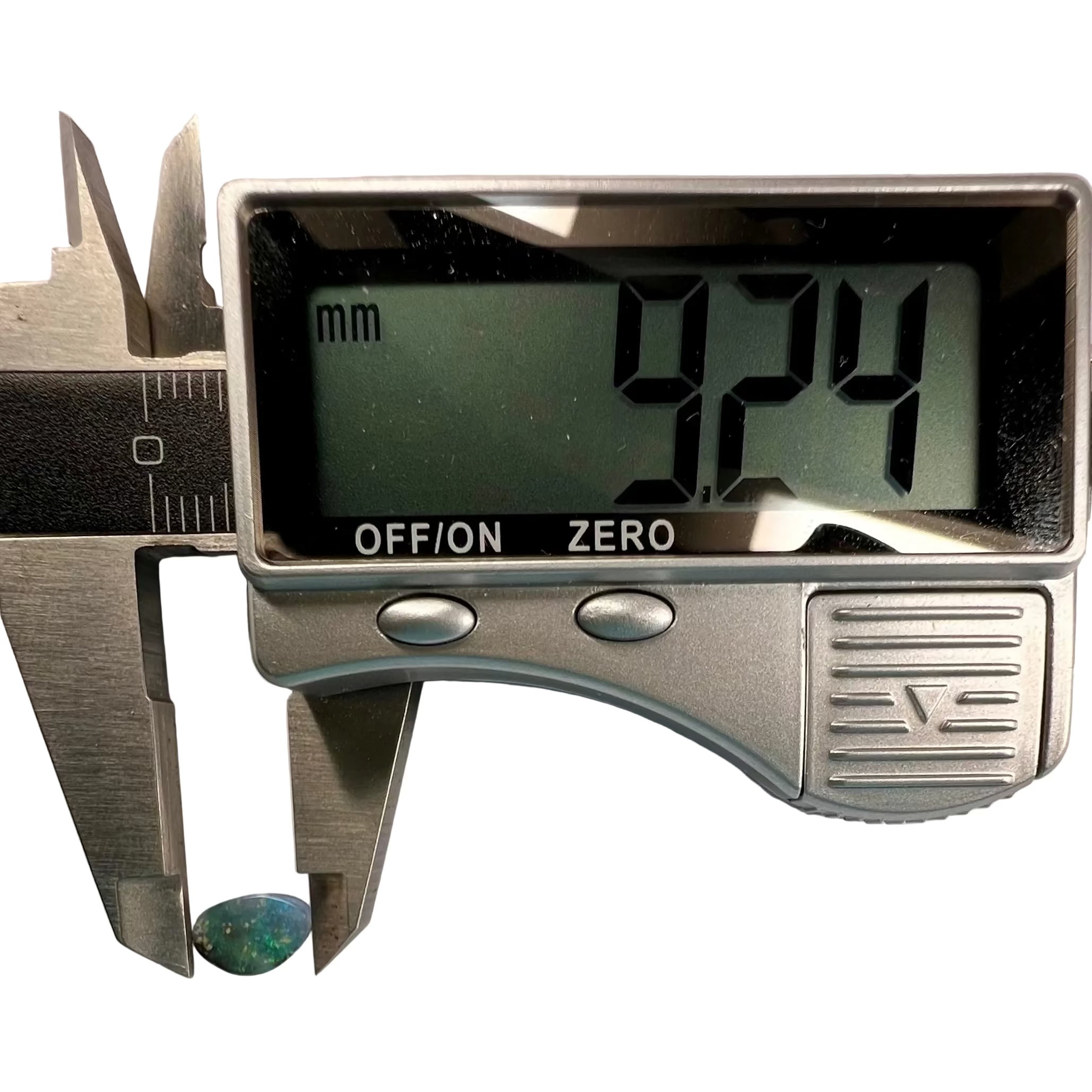 Digital caliper with a digital display showing measurement on a light gray background